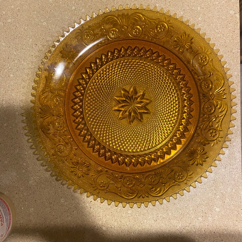 Indiana Tiara Sandwich Glass Amber Serving Platter 12"